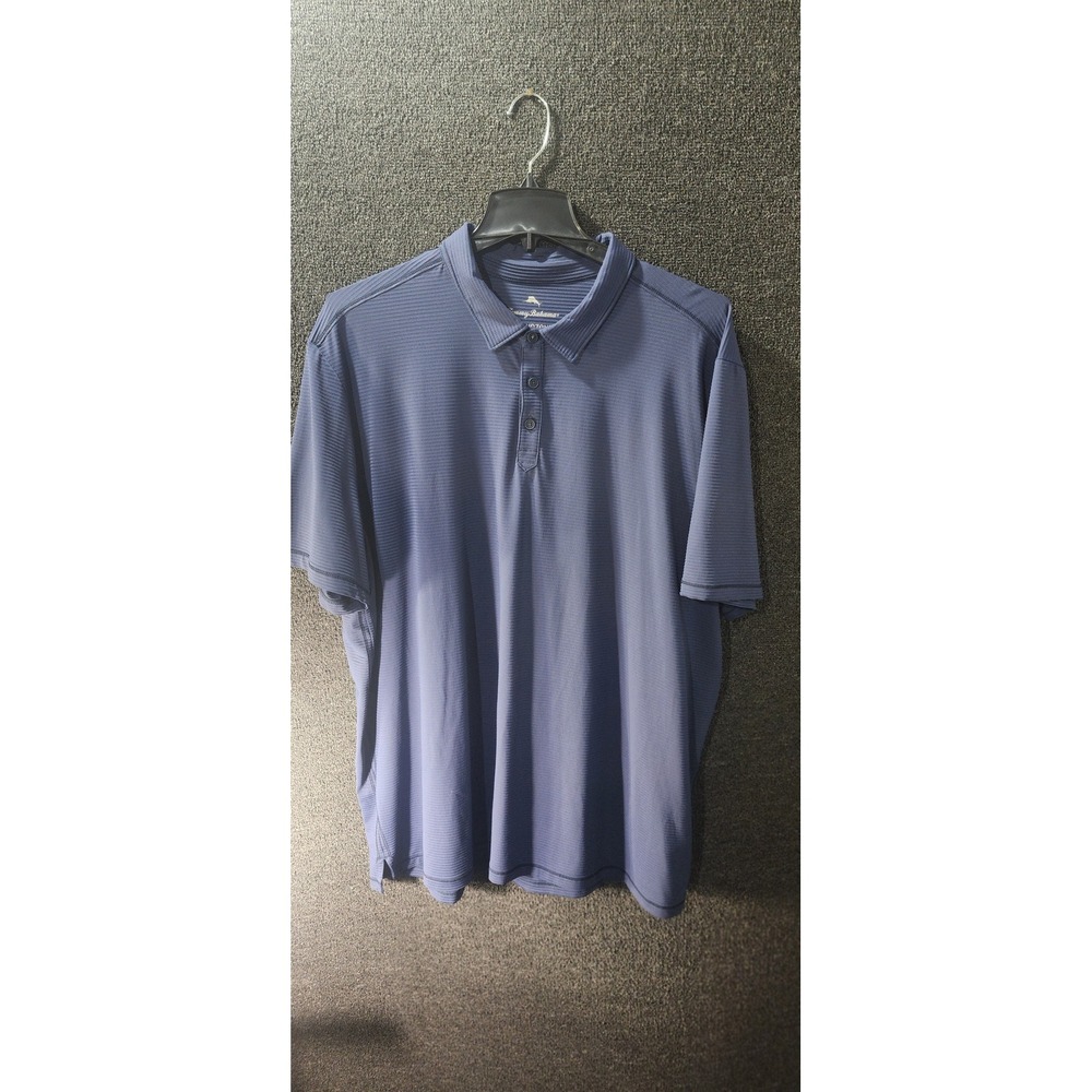 Tommy Bahama IslandZone Blue Striped Polo Shirt XXXL UPF 50 Golf Short Sleeve